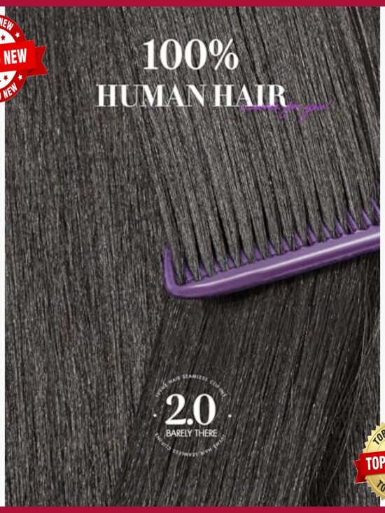 16 Inch Human Hair Clip In Extensions, 110g 6Pcs, Yaki Straight, Invisible Weft